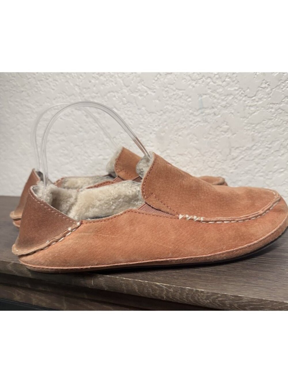 Olukai Nohea Slipper Womens 8 Pink Suede Shearling Lined Moccasin 20269-WCWC - Picture 2 of 10